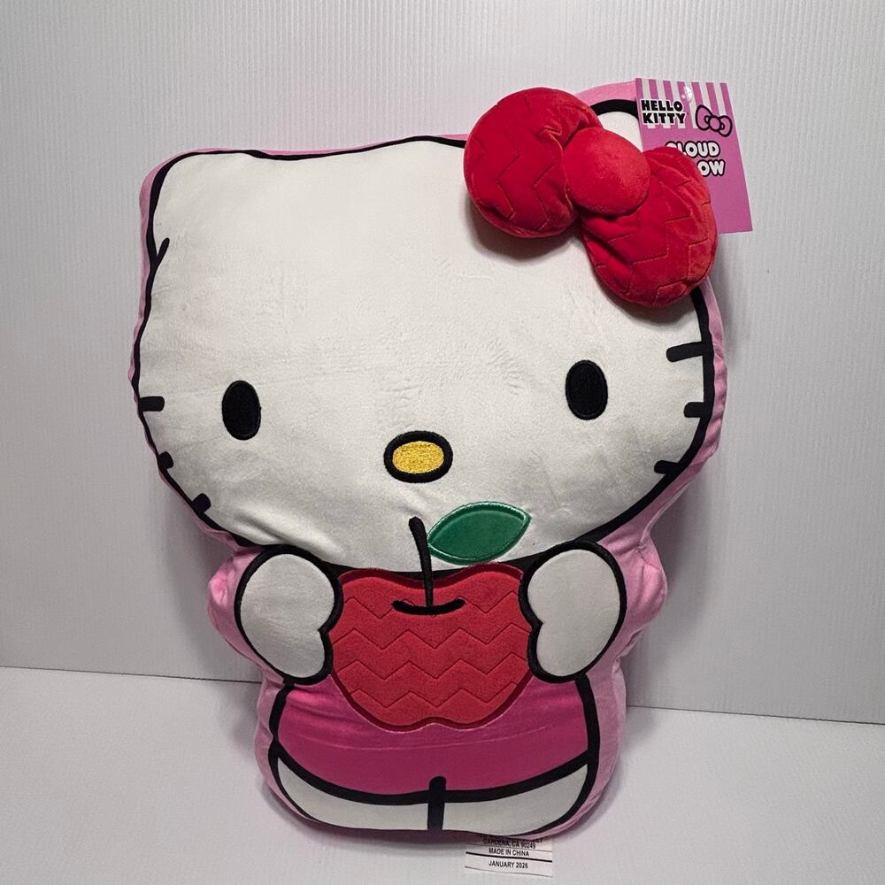 Hello Kitty Cloud Pillow Plush Large 24" Sanrio NWT Apple Bow Super Cozy Soft